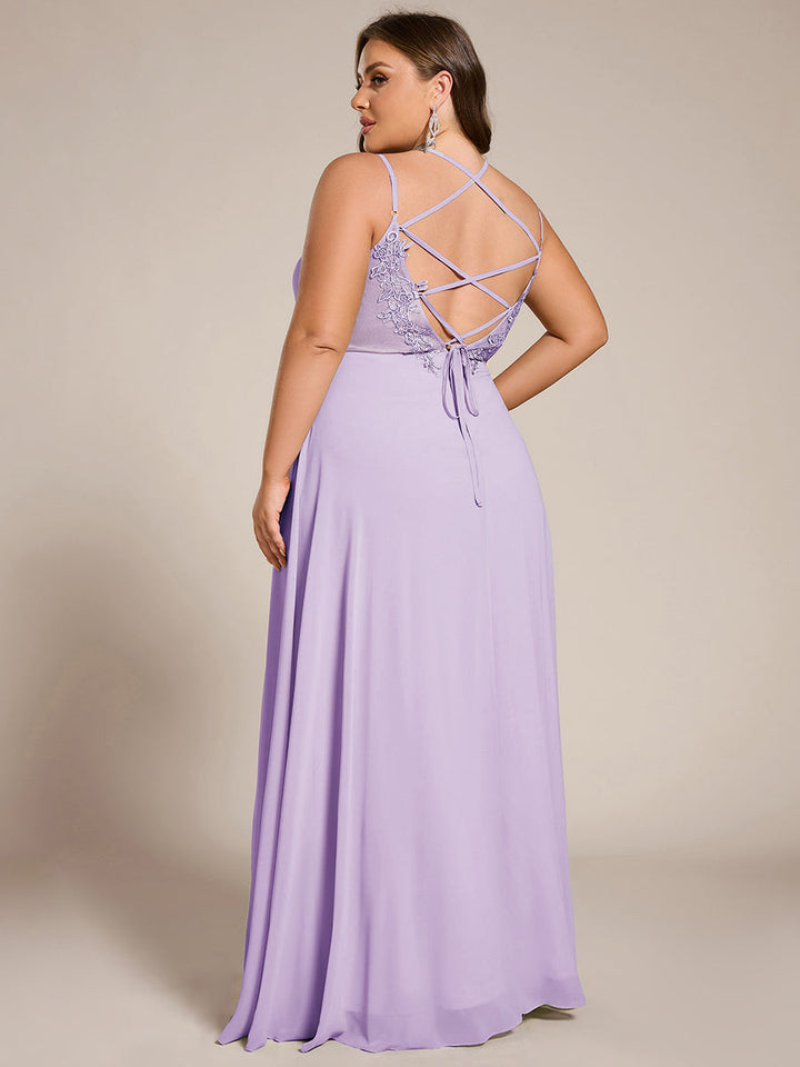 pretty RUBY|Plus Size Convertible Lace-Up Chiffon Bridesmaid Dress