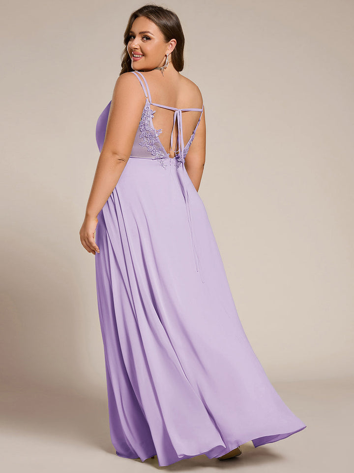 pretty RUBY|Plus Size Convertible Lace-Up Chiffon Bridesmaid Dress