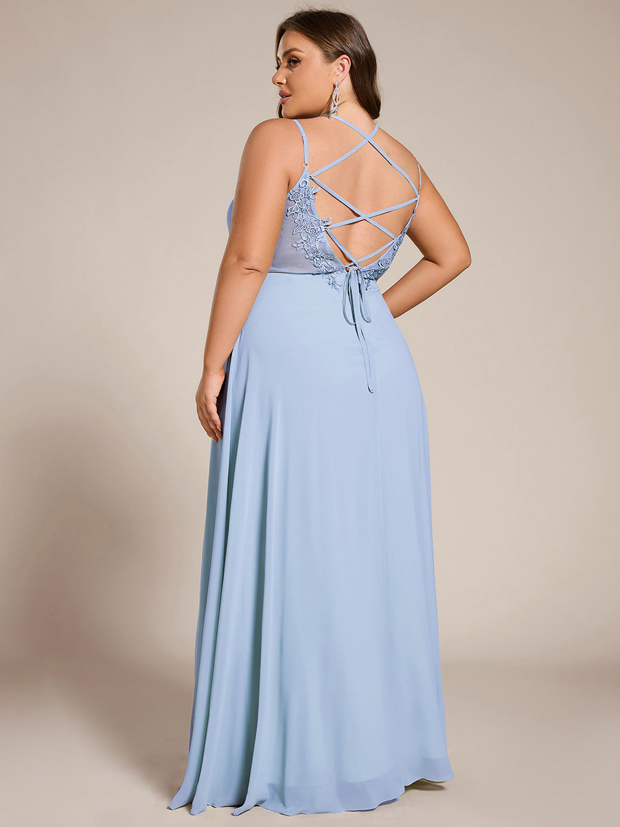 pretty RUBY|Plus Size Convertible Lace-Up Chiffon Bridesmaid Dress