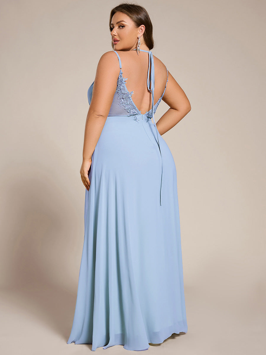 pretty RUBY|Plus Size Convertible Lace-Up Chiffon Bridesmaid Dress