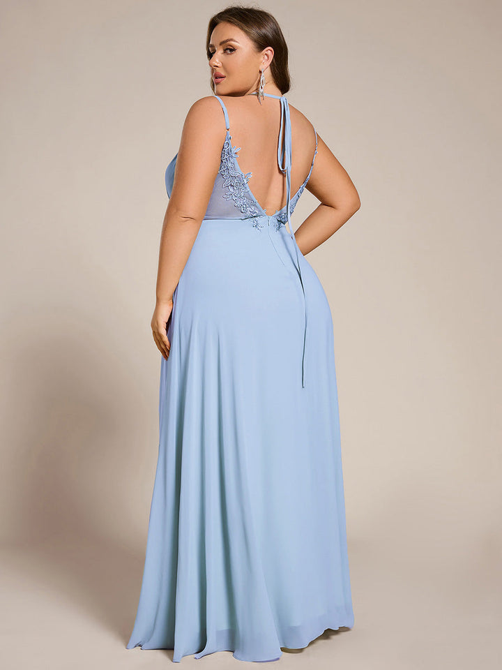 pretty RUBY|Plus Size Convertible Lace-Up Chiffon Bridesmaid Dress