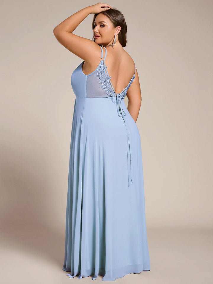 pretty RUBY|Plus Size Convertible Lace-Up Chiffon Bridesmaid Dress
