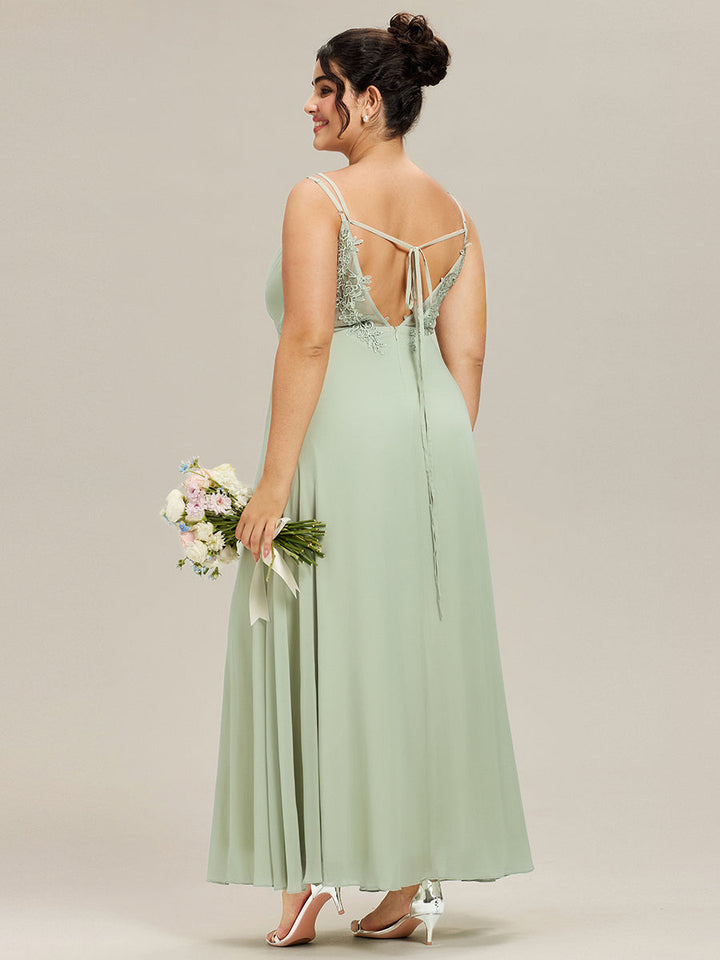 pretty RUBY|Plus Size Convertible Lace-Up Chiffon Bridesmaid Dress