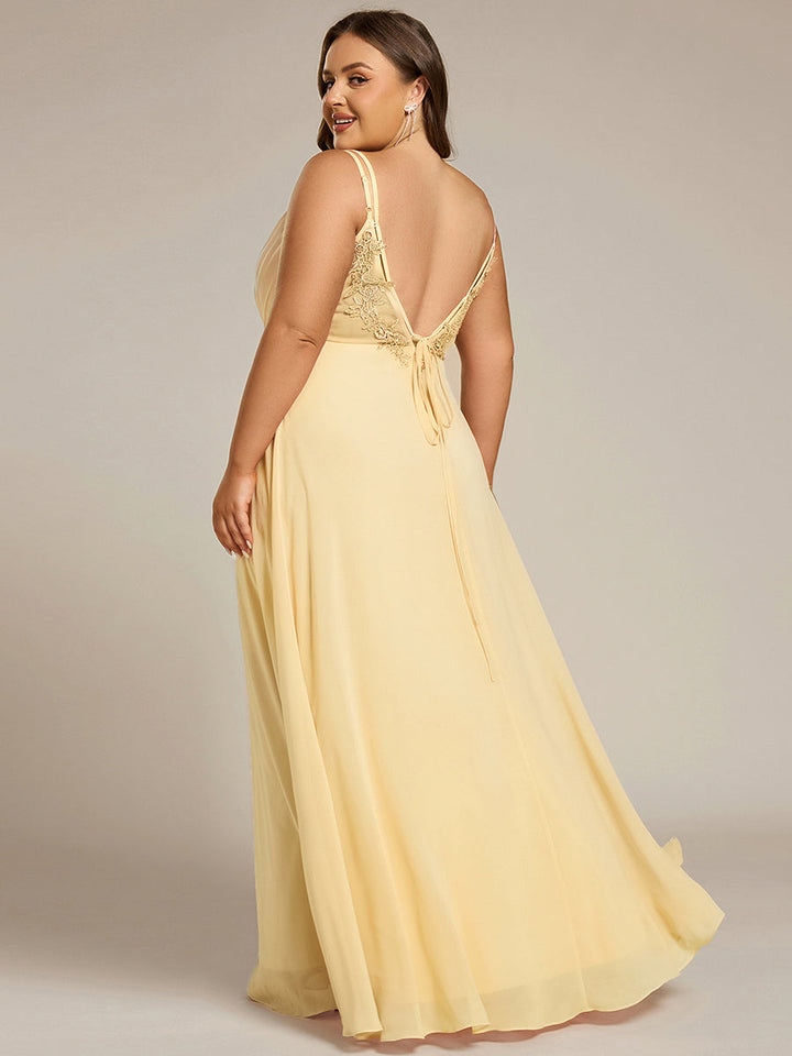 pretty RUBY|Plus Size Convertible Lace-Up Chiffon Bridesmaid Dress