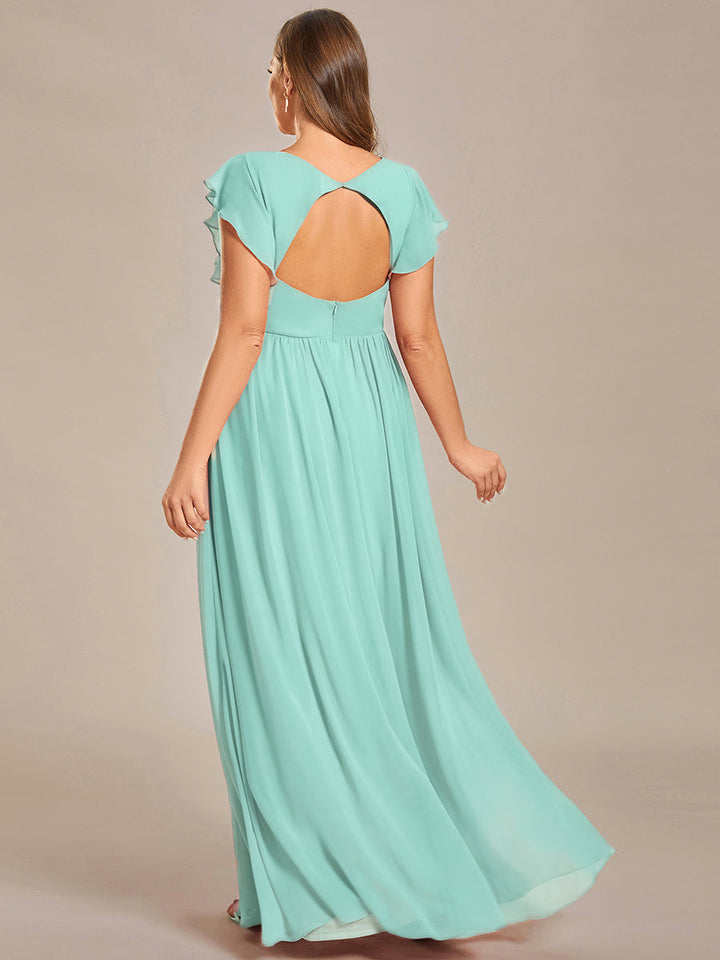 pretty LILYANA|Plus Size Chiffon Pleated A-Line Back Cutout Bridesmaid Dress