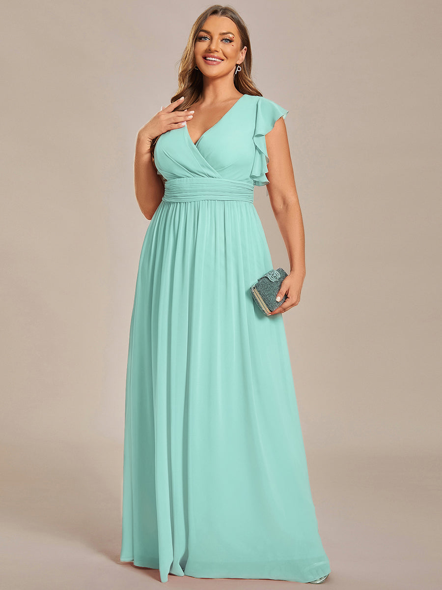 pretty LILYANA|Plus Size Chiffon Pleated A-Line Back Cutout Bridesmaid Dress