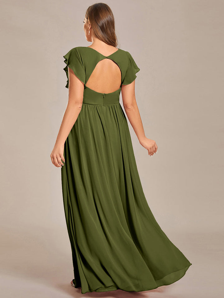 pretty LILYANA|Plus Size Chiffon Pleated A-Line Back Cutout Bridesmaid Dress