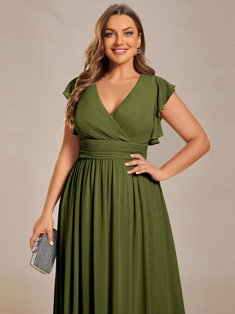 pretty LILYANA|Plus Size Chiffon Pleated A-Line Back Cutout Bridesmaid Dress