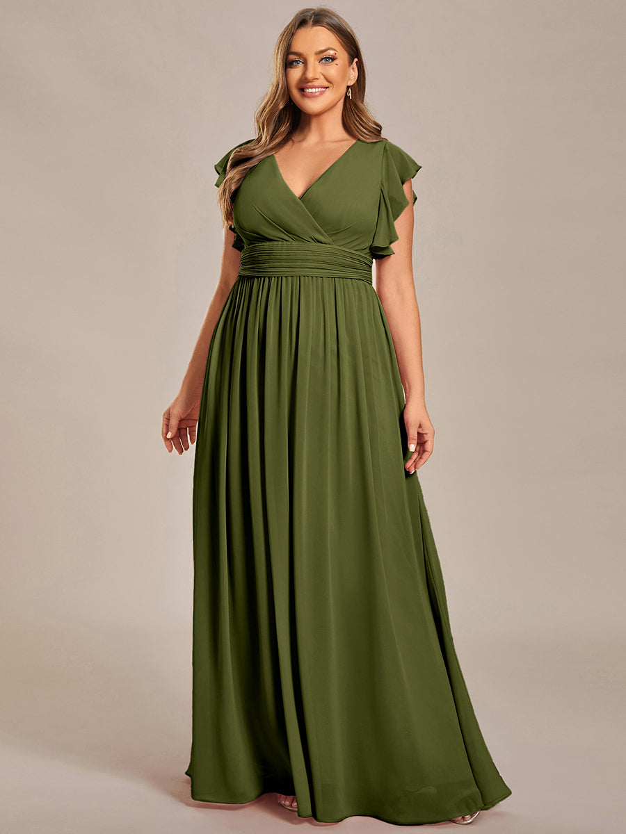 pretty LILYANA|Plus Size Chiffon Pleated A-Line Back Cutout Bridesmaid Dress