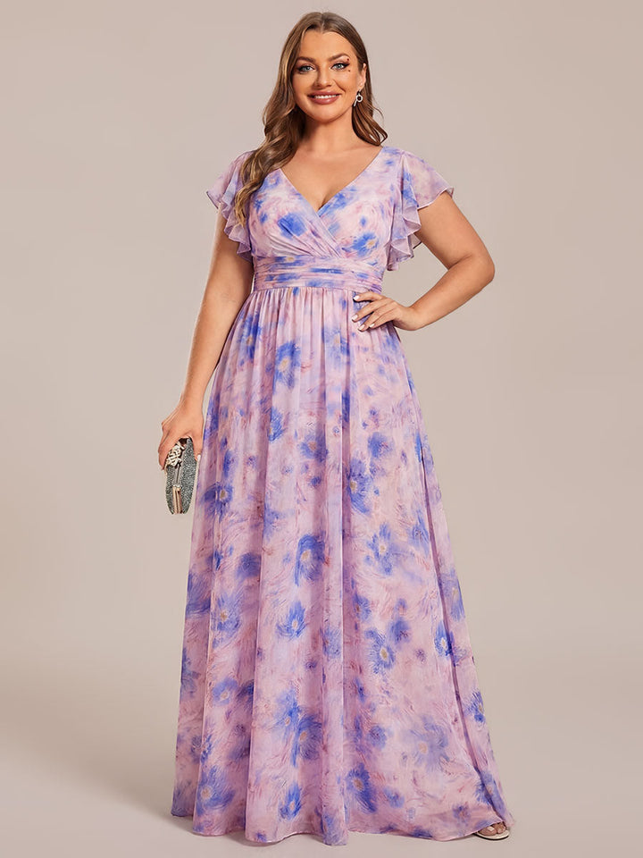 pretty LILYANA|Plus Size Chiffon Pleated A-Line Back Cutout Bridesmaid Dress