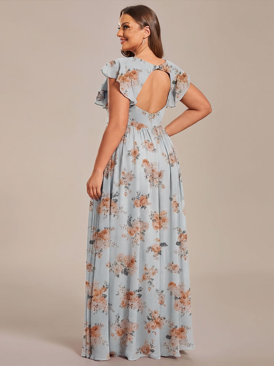pretty LILYANA|Plus Size Chiffon Pleated A-Line Back Cutout Bridesmaid Dress