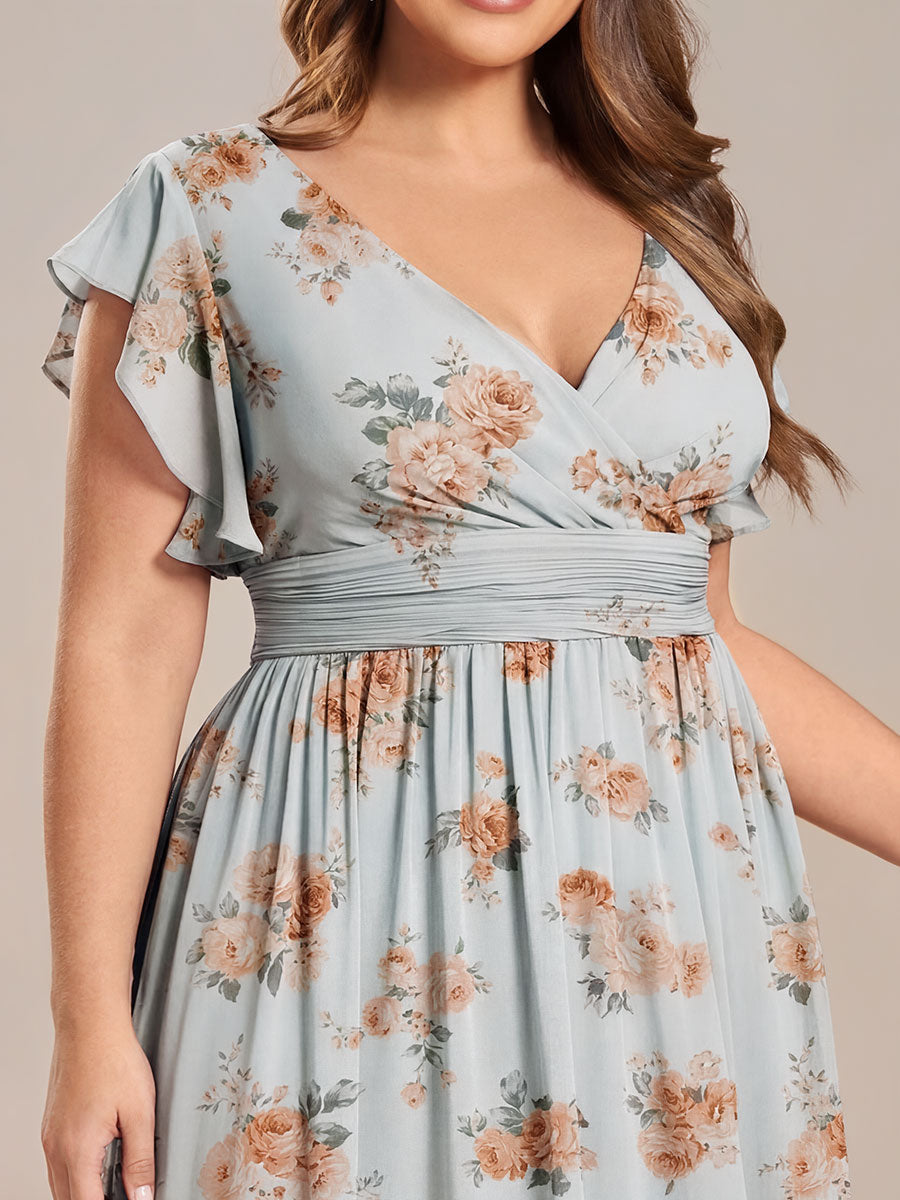 pretty LILYANA|Plus Size Chiffon Pleated A-Line Back Cutout Bridesmaid Dress