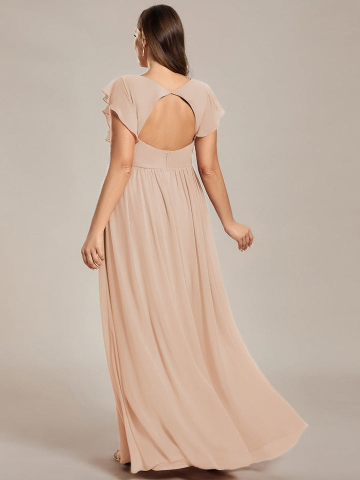 pretty LILYANA|Plus Size Chiffon Pleated A-Line Back Cutout Bridesmaid Dress