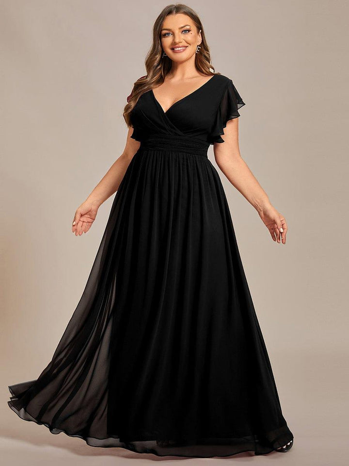 pretty LILYANA|Plus Size Chiffon Pleated A-Line Back Cutout Bridesmaid Dress