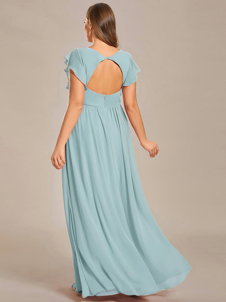 pretty LILYANA|Plus Size Chiffon Pleated A-Line Back Cutout Bridesmaid Dress