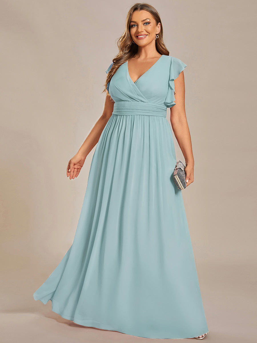 pretty LILYANA|Plus Size Chiffon Pleated A-Line Back Cutout Bridesmaid Dress
