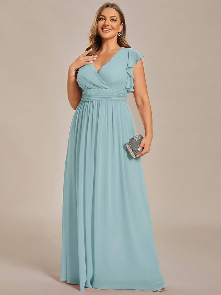 pretty LILYANA|Plus Size Chiffon Pleated A-Line Back Cutout Bridesmaid Dress