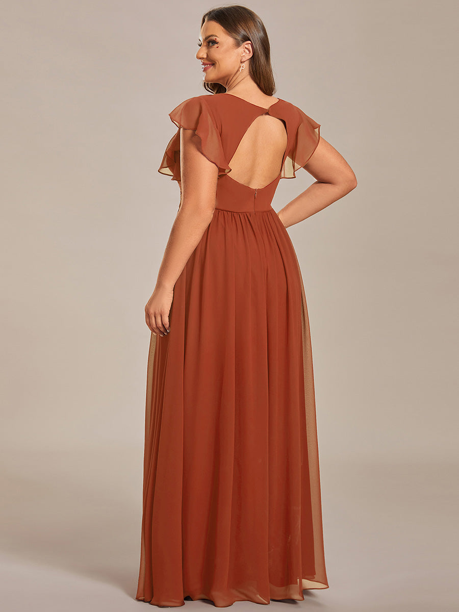 pretty LILYANA|Plus Size Chiffon Pleated A-Line Back Cutout Bridesmaid Dress