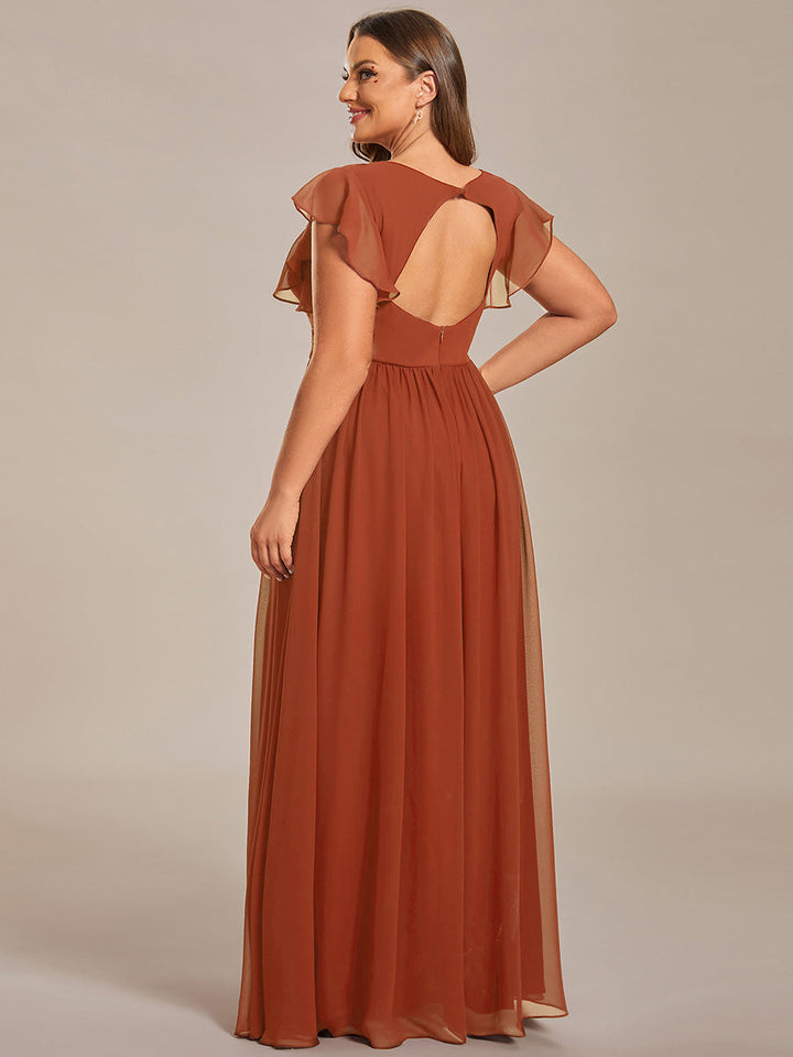 pretty LILYANA|Plus Size Chiffon Pleated A-Line Back Cutout Bridesmaid Dress