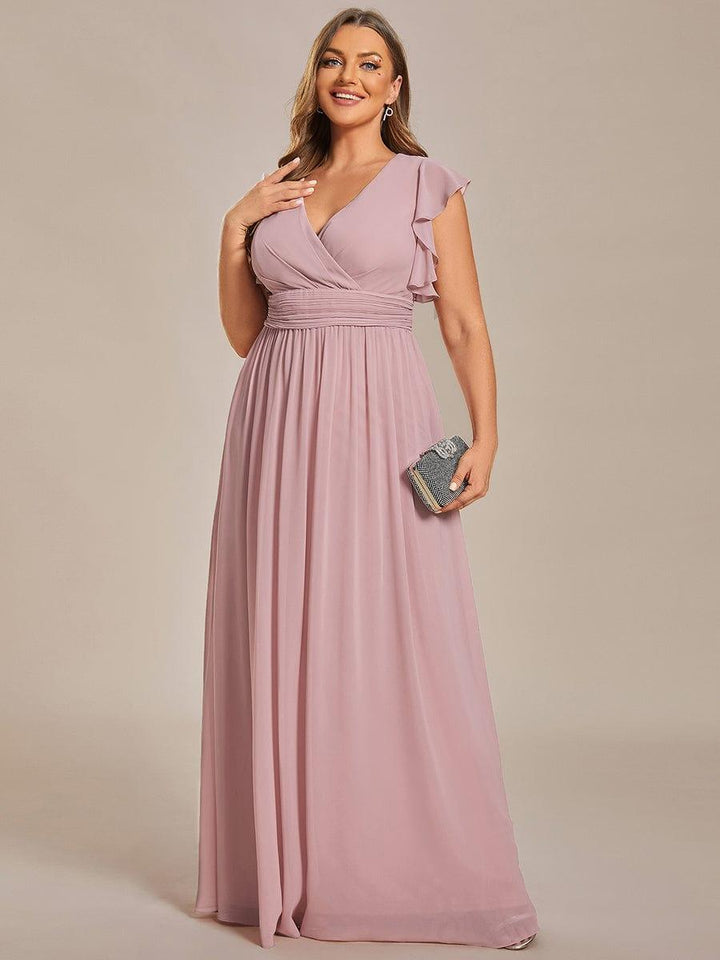 pretty LILYANA|Plus Size Chiffon Pleated A-Line Back Cutout Bridesmaid Dress