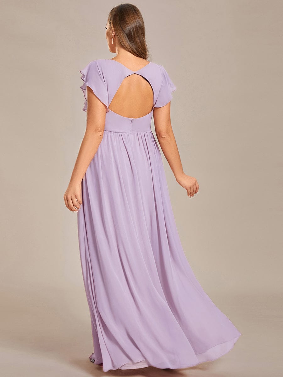 pretty LILYANA|Plus Size Chiffon Pleated A-Line Back Cutout Bridesmaid Dress
