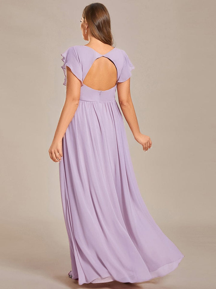 pretty LILYANA|Plus Size Chiffon Pleated A-Line Back Cutout Bridesmaid Dress