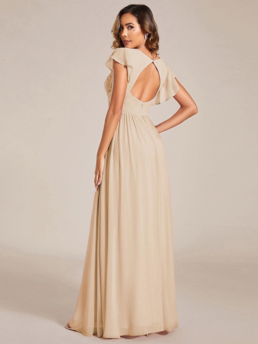 ever LILYANA|Ruffles Sleeve Back Cutout A-Line Maxi Chiffon Bridesmaid Dress