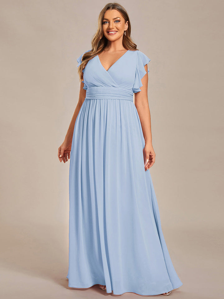 pretty LILYANA|Plus Size Chiffon Pleated A-Line Back Cutout Bridesmaid Dress