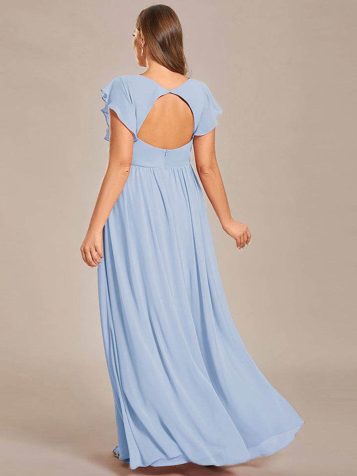pretty LILYANA|Plus Size Chiffon Pleated A-Line Back Cutout Bridesmaid Dress