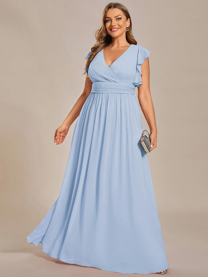pretty LILYANA|Plus Size Chiffon Pleated A-Line Back Cutout Bridesmaid Dress