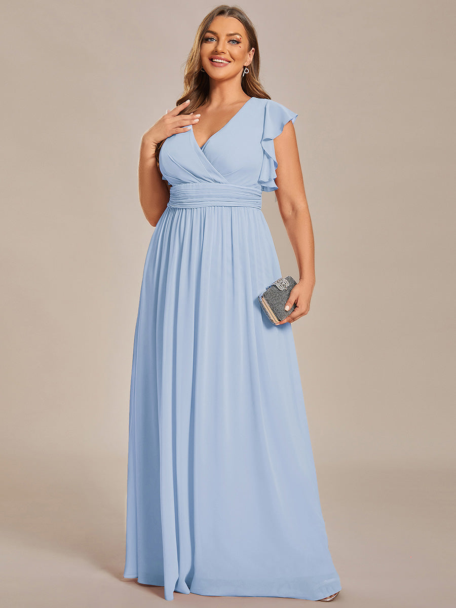 pretty LILYANA|Plus Size Chiffon Pleated A-Line Back Cutout Bridesmaid Dress