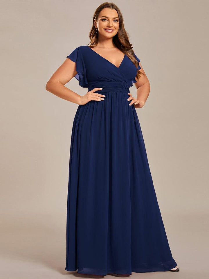 pretty LILYANA|Plus Size Chiffon Pleated A-Line Back Cutout Bridesmaid Dress