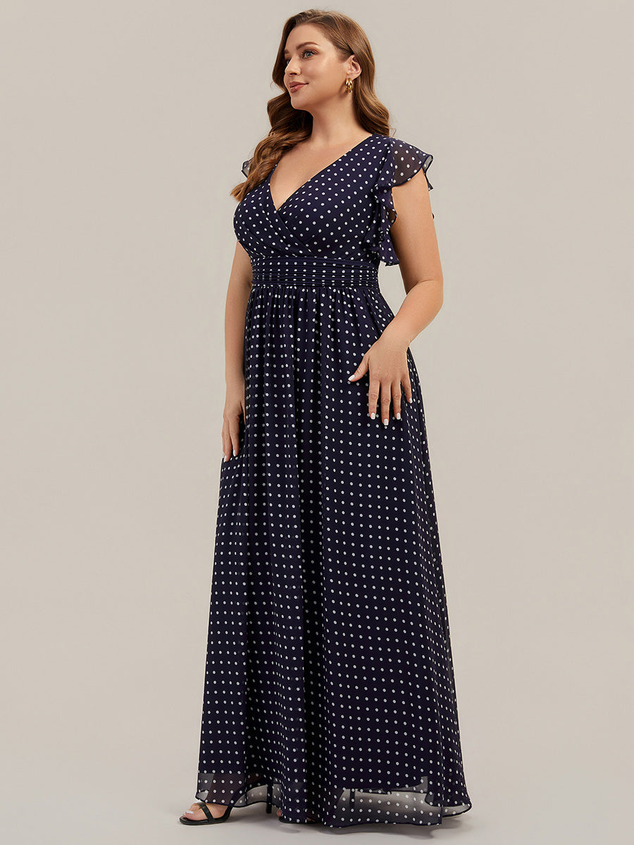 pretty LILYANA|Plus Size Chiffon Pleated A-Line Back Cutout Bridesmaid Dress