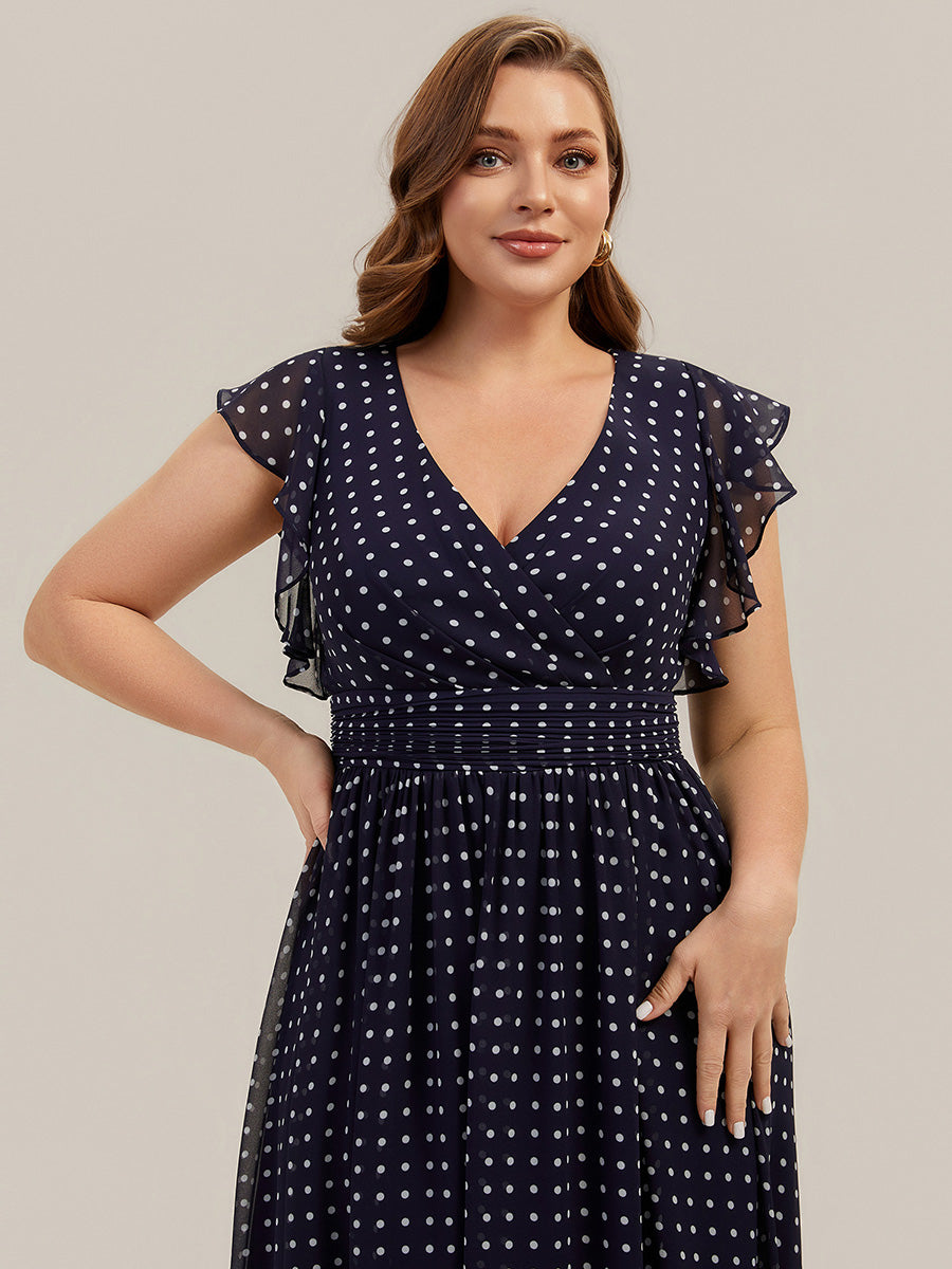 pretty LILYANA|Plus Size Chiffon Pleated A-Line Back Cutout Bridesmaid Dress
