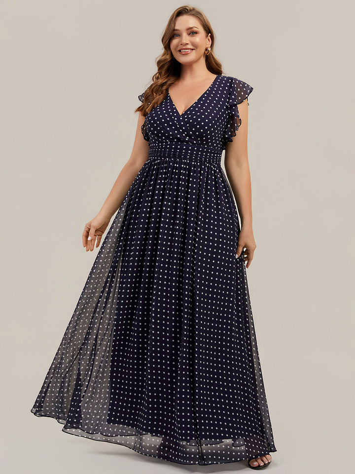 pretty LILYANA|Plus Size Chiffon Pleated A-Line Back Cutout Bridesmaid Dress