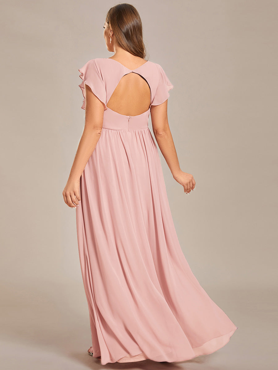 pretty LILYANA|Plus Size Chiffon Pleated A-Line Back Cutout Bridesmaid Dress