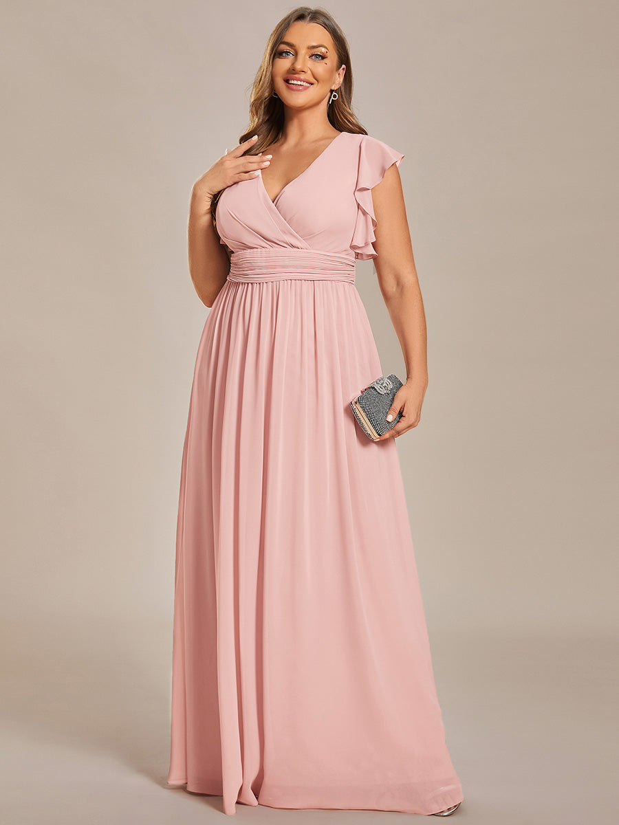 pretty LILYANA|Plus Size Chiffon Pleated A-Line Back Cutout Bridesmaid Dress