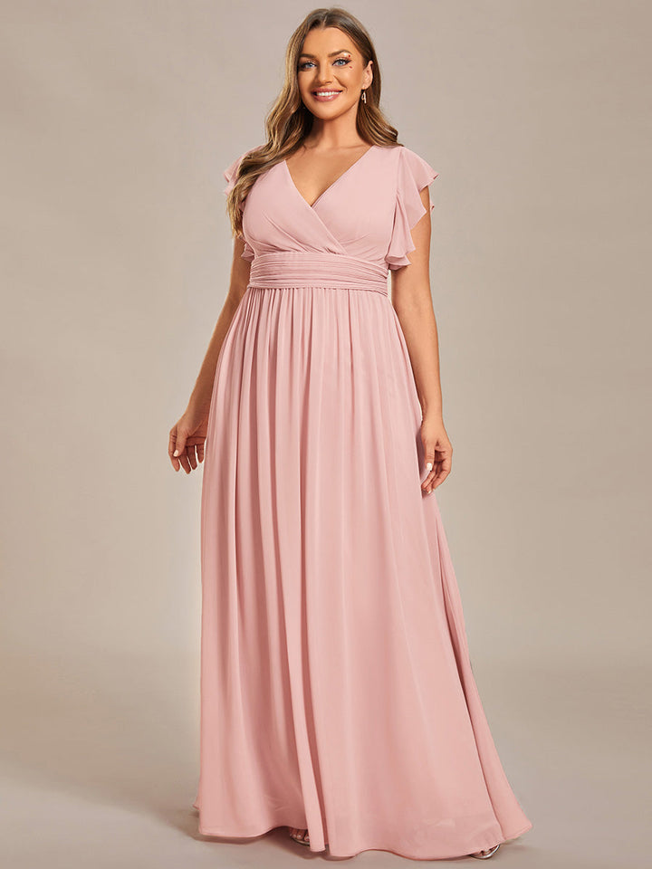 pretty LILYANA|Plus Size Chiffon Pleated A-Line Back Cutout Bridesmaid Dress