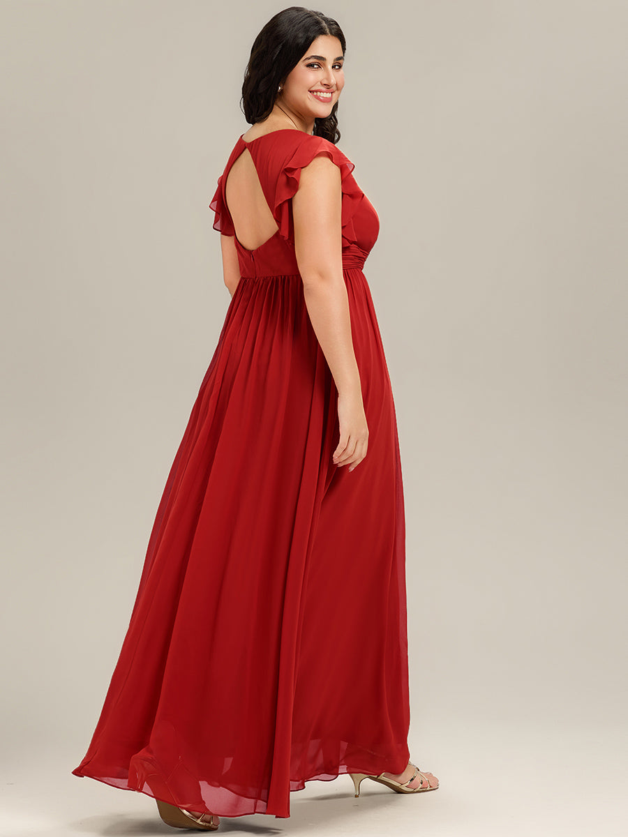 pretty LILYANA|Plus Size Chiffon Pleated A-Line Back Cutout Bridesmaid Dress