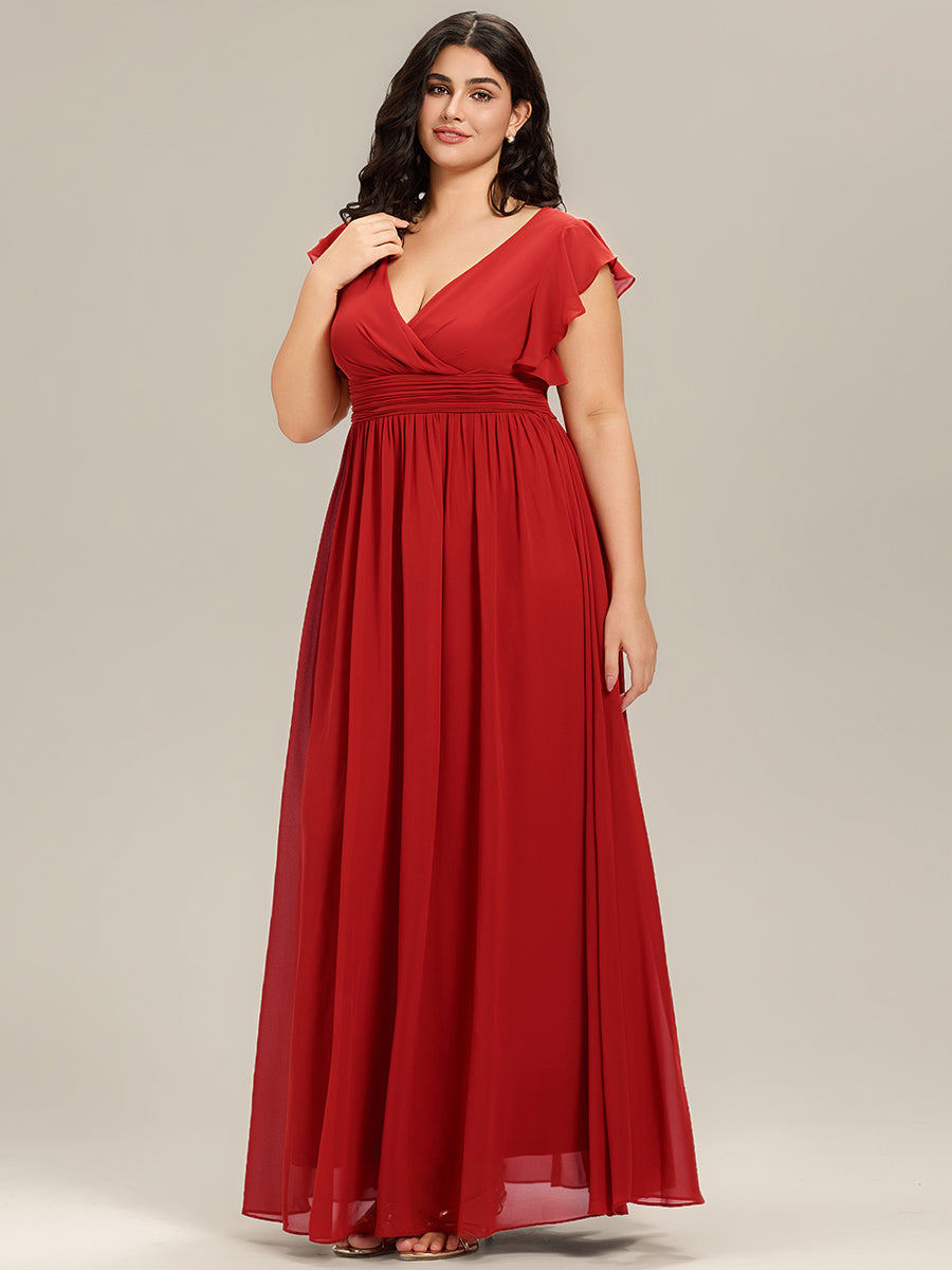 pretty LILYANA|Plus Size Chiffon Pleated A-Line Back Cutout Bridesmaid Dress