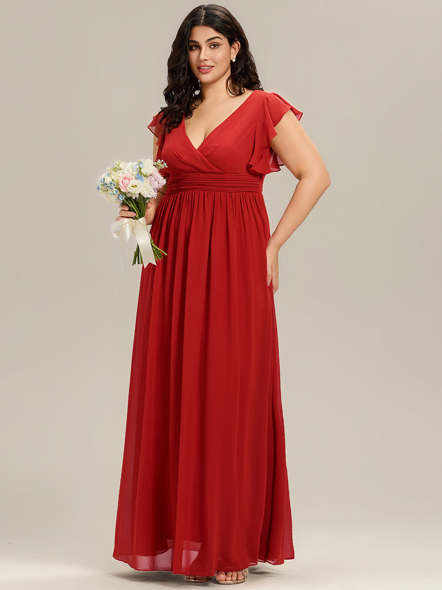 pretty LILYANA|Plus Size Chiffon Pleated A-Line Back Cutout Bridesmaid Dress