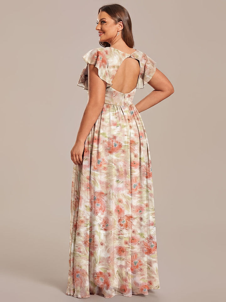 pretty LILYANA|Plus Size Chiffon Pleated A-Line Back Cutout Bridesmaid Dress