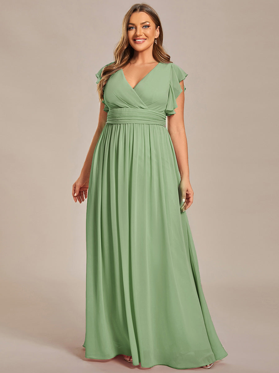pretty LILYANA|Plus Size Chiffon Pleated A-Line Back Cutout Bridesmaid Dress