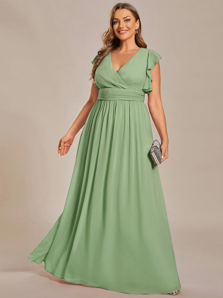 pretty LILYANA|Plus Size Chiffon Pleated A-Line Back Cutout Bridesmaid Dress