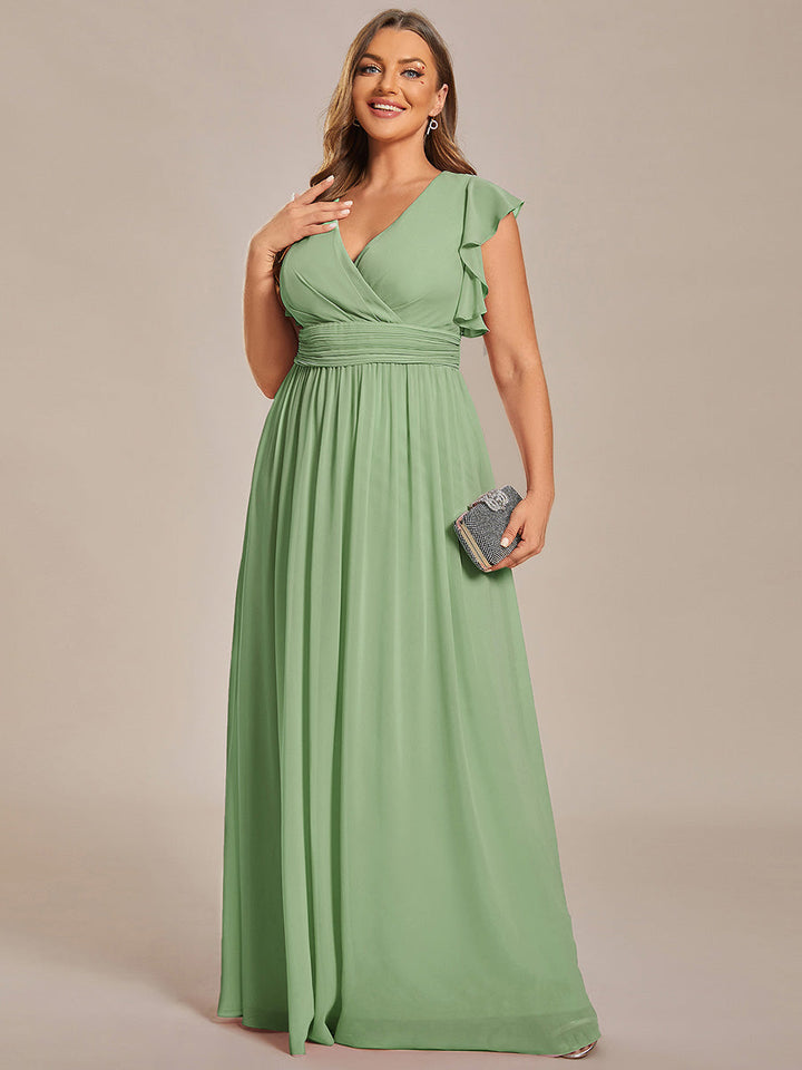 pretty LILYANA|Plus Size Chiffon Pleated A-Line Back Cutout Bridesmaid Dress