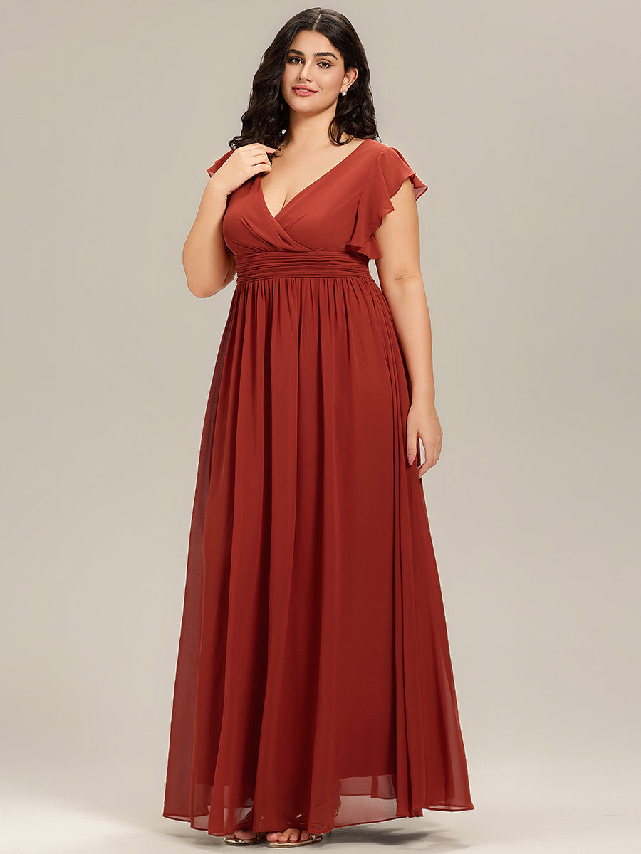 pretty LILYANA|Plus Size Chiffon Pleated A-Line Back Cutout Bridesmaid Dress