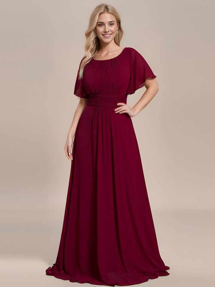 ever KIMORA|Maxi Chiffon Ruffles Sleeve Wedding Guest Dress