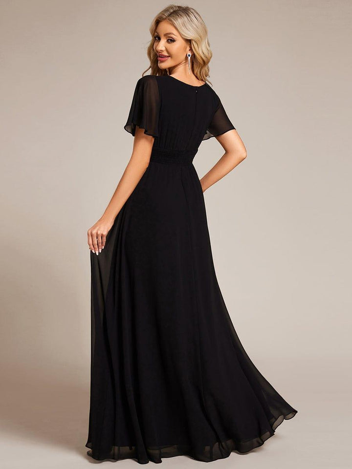 ever KIMORA|Maxi Chiffon Ruffles Sleeve Wedding Guest Dress