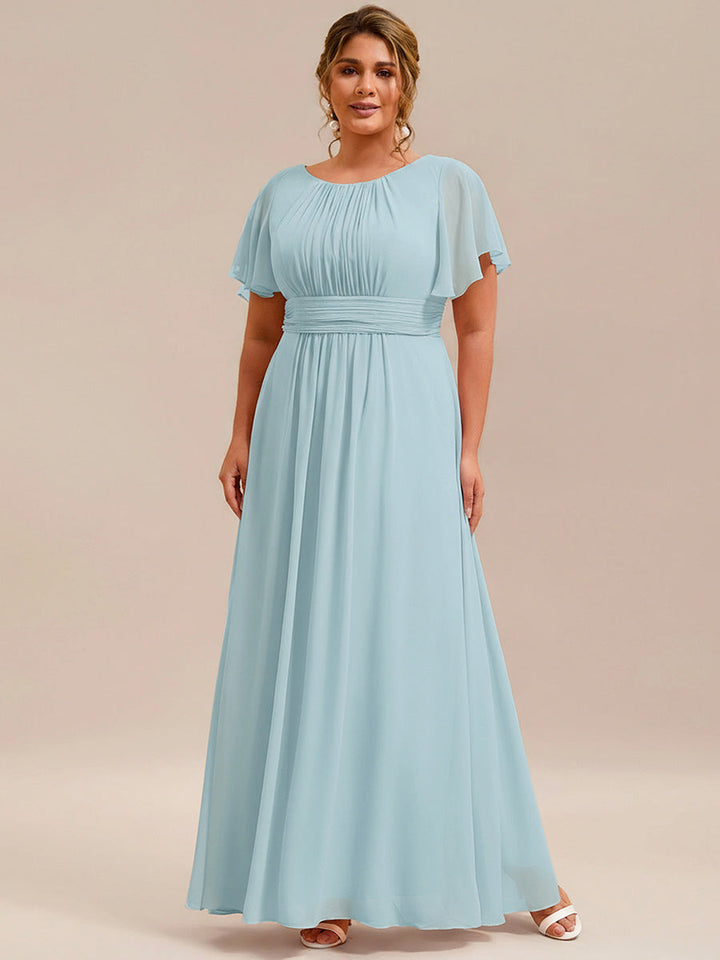 pretty KIMORA|Plus Size Simple Chiffon Pleated A-Line Bridesmaid Dress