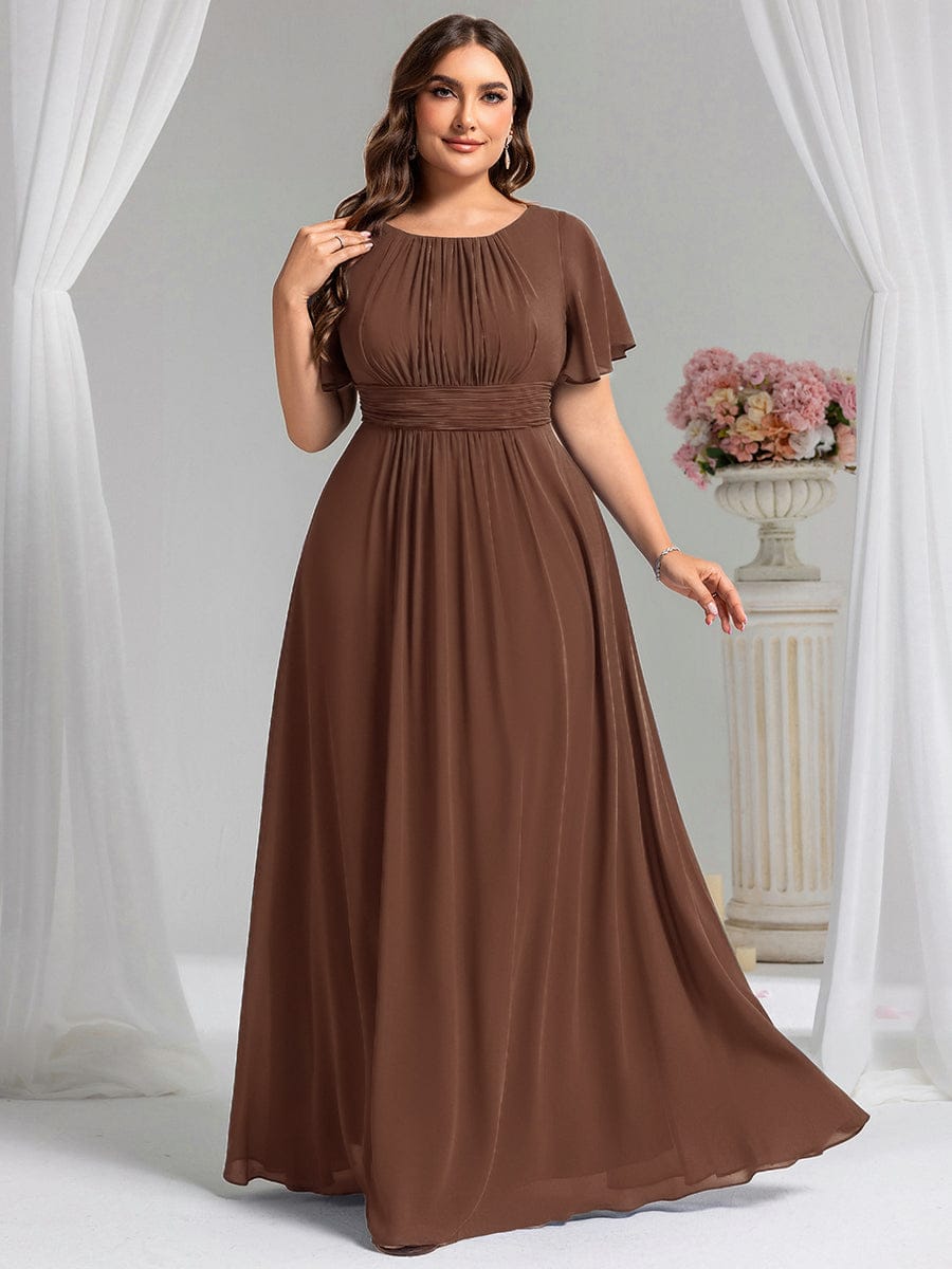 pretty KIMORA|Plus Size Printed Chiffon Pleated Maxi Wedding Guest Dress